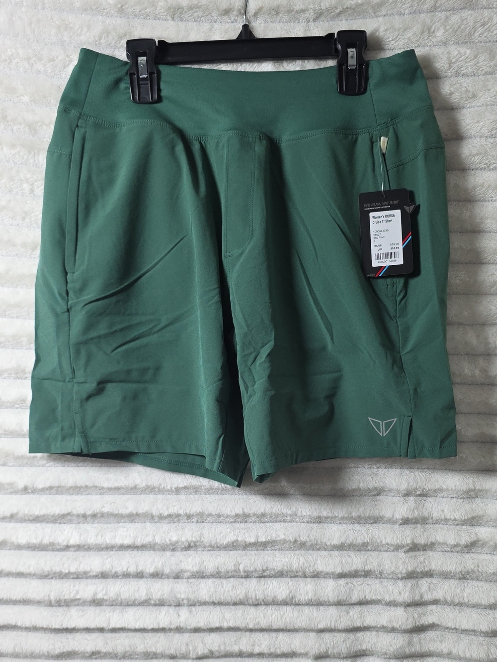 0548 Korsa Women's Green Athletic Shorts With Built In Underwear Liner; Small